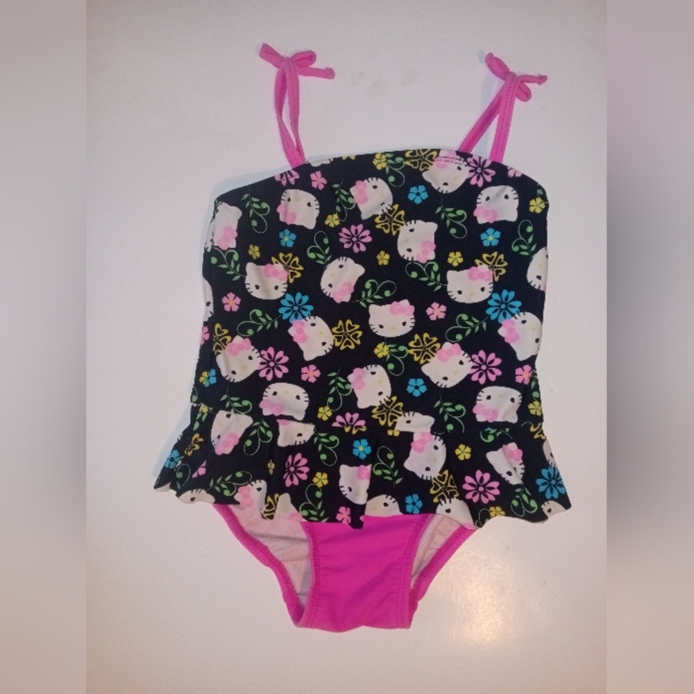Hello Kitty Black and Pink Swimsuit Toddler Size 3T